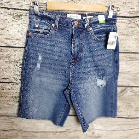 REgeneration Pants - Regeneration High Rise Bermuda Short Womens Juniors 5/27 Blue Distressed NWT